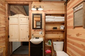 Bathroom is fully stocked with towels and toiletries you might need during your stay