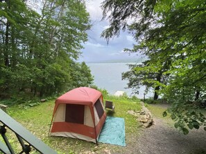 Standing on porch looking out to the lake