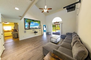 Home theater with a 110" screen