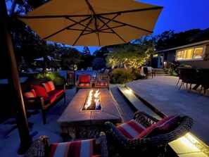 Gas firepit for the cool Sonoma evenings