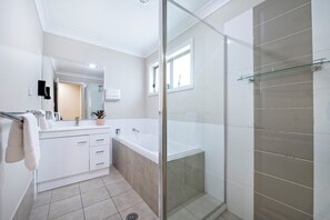 Bathroom - Shower, Bath + Toilet
