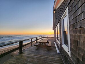 Private Beachfront porch and picnic table