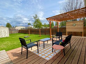 Enjoy croquet in the spacious back yard, or a meal on the deck!