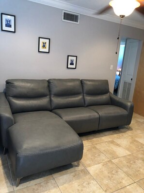 Leather sofa in living room