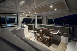 Night Time in the outdoor lounge, seating for 10-12