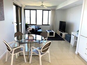 Living area with sofa bed 