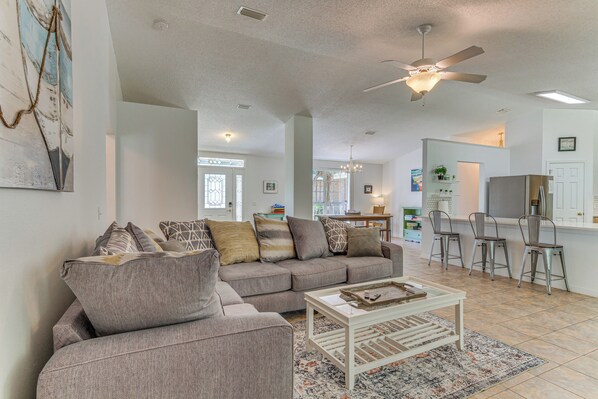 Pensacola Vacation Rental | 3BR | 2BA | 2,050 Sq Ft | Small Step for Entry