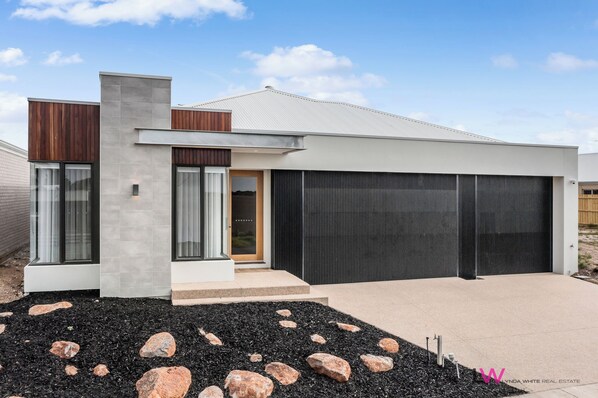The front of the home commands your attention