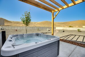 Patio | Private Hot Tub | Mountain Views