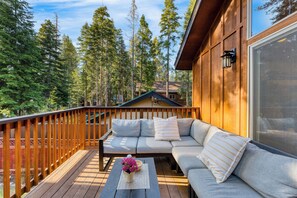 Enjoy comfortable seating on the deck.
