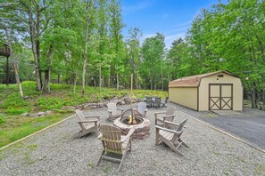 Backyard with firepit and seating