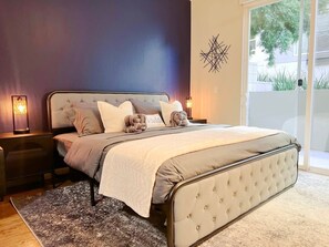 Enjoy a spacious, comfortable king-size bed in a serene and quiet location.