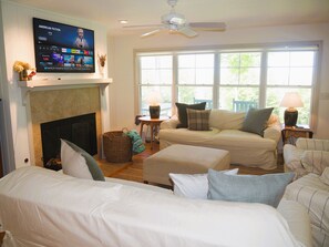 OVERALL:  The home has a very comfy living room with a wood fireplace and great views of the backyard, Long Lake, and Sleeping Bear Dunes right from the living room.