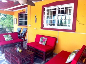 Back patio, pallet set for relaxing