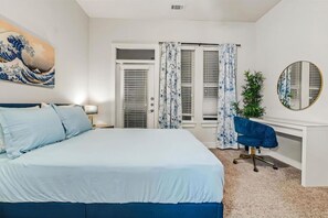 Bedroom with work space area
