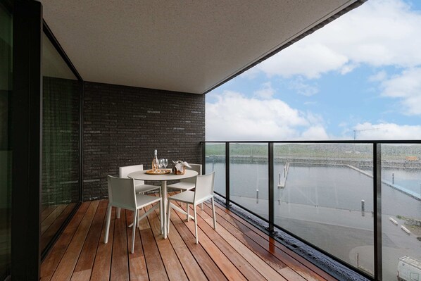 Large terrace overlooking the marina