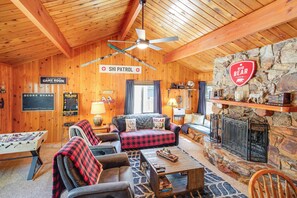 Living Room | Sleeper Sofa | Foosball Table | Arcade Console | Fireplace