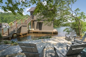 Sitting & paddling area at boathouse
