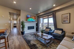 Comfortable relaxing family room with sofa and sofa sleeper