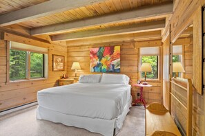 Primary bedroom offers a king bed