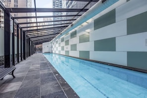 Complete your morning laps during your trip with a shared indoor swimming pool. 
