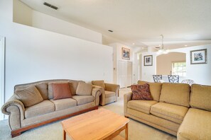 Living Room | Flat-Screen TV | Access to Backyard