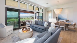 Open concept living dining and kitchen area