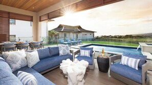 Lots of seating on the covered lanai
