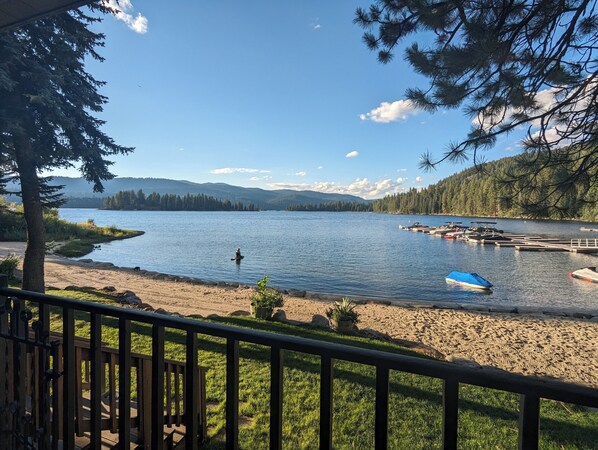 Lakefront view and beach access
