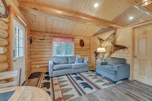Living Area | Free WiFi | Full Sleeper Sofa | Single-Story Cabin