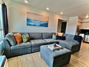 Large, comfy couch in the living room