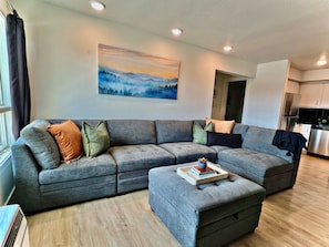 Large, comfy couch in the living room