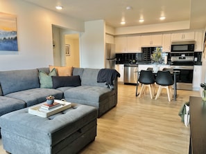 Open living room and kitchen