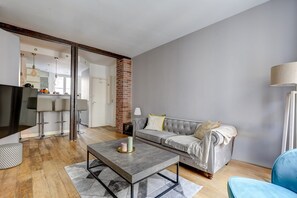 The open-plan living and dining area