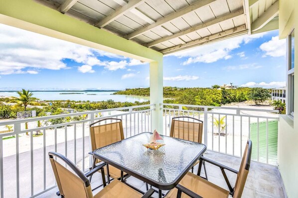 Private terrace in the upstairs apartment