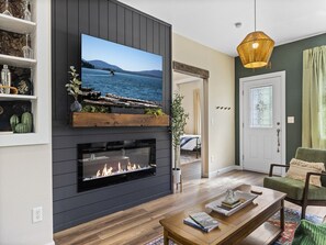 65" smart TV and Fireplace - Stay in!