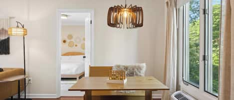 The HVAC unit cools the main living space and there are fans in each bedroom.