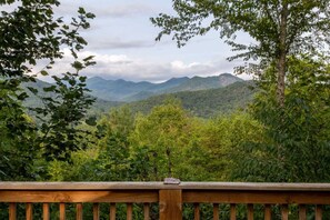 Enjoying the mountain view from the porch.