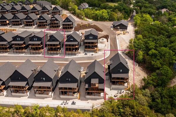 Aerial of Waterfront Green + Nature Lodge