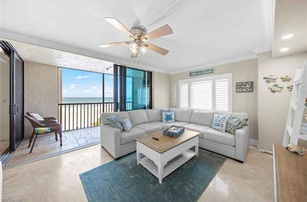 Family room, separate lanai and the Gulf !