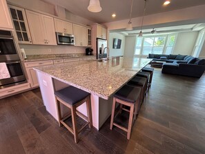 Kitchen island, seats 6.