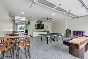 Garage Setup for Tailgating w/75" Flat screen TV 