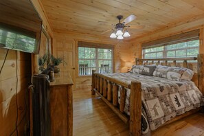 Main bedroom with comfy new King mattress