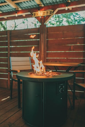 Enjoy the fire table on your own private patio area.