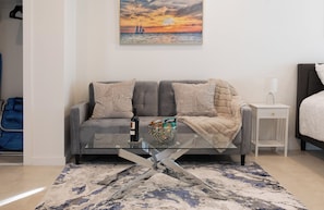 A comfortable seating area to relax and enjoy a glass of wine