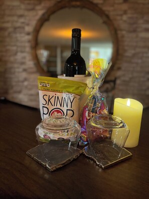 Enjoy some snacks at the bar on us! 