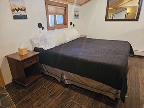 The comfy King bed is up the stairs