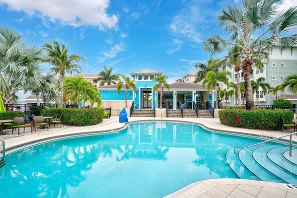 Pool and clubhouse at Marina Walk just steps from unit- available for short term stay guests