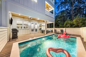 Outdoor space, heated pool