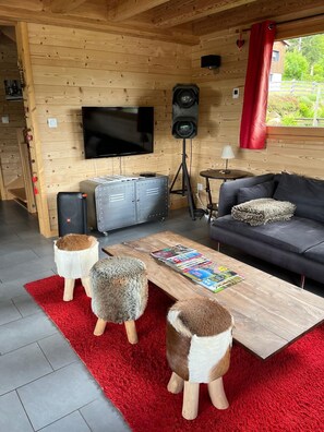 Wohnzimmer des Chalets Fox’s Favourite